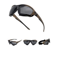 SOL PRO Powersport 안경 안전 오토바이 고글 김 서림 방지 먼지 방지 랩 어라운드 남성 여성 잔디 깎기 승마 사냥에 적합, 스모크, 초코 블랙