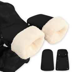 바디스윗 프리미엄 보온 방한 유모차 핸들 장갑, 1세트, 블랙
