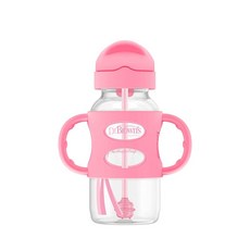 닥터브라운 와이드넥 실리콘 핸들 추달린 빨대컵 270ml 핑크