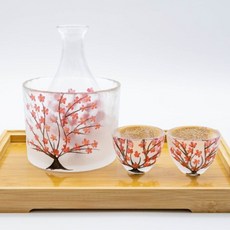 잔집사 벚꽃잔 이쁜 소주잔 사케잔 도쿠리세트 선물세트 피규어포함, 1세트, K. 혼술set 선물포장(잔2+술병1+포트1)