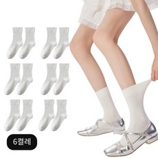 스위트나나 여성용 발목 조임 없이 무지 중목 양말 6켤레