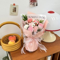 제이하이 프리미엄 비누꽃다발+쇼핑백+카드+LED등 포함, 1개, 핑크