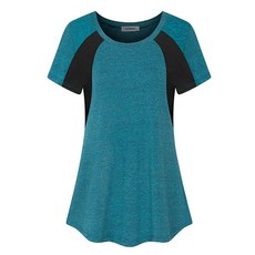 JCZHWQU 여성용 반팔 라운드넥 루즈 핏 운동용 요가 셔츠 #93 그린 Medium