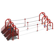 더블 짚라인 놀이기구 광장 놀이터 야외 키즈 펜션, 3개 플랫폼 짚라인 레드