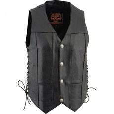 Milwaukee Leather 남성 프리미엄 클래식 V-넥 오토바이 라이더 조끼 |LKM|ML|MLM 107491, X-Large, Lkm3701-black