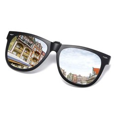 FF FRAZALA 편광 클립 온 선글라스 오버 처방 안경 눈부심 방지 자외선 차단 플립업 선글라스 실버 엑스라지, Silver