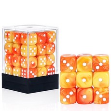 해외 Handan 24팩 16MM 6면 주사위 세트 반투명 색상 D6 게임 Yahtzee Bunco 또는 교육 수학을 위한 표준 휴대용 파우치 포함옐로우 미국매장정품+ 1723, 오렌지 옐로우.