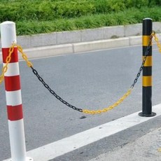 도로공사 공사현장 주차금지 안전 콘 연결 체인 줄 차단 바리게이트, 블랙 - 옐로우, 1개