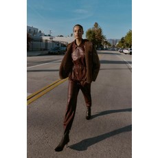 ZARA 자라 페이크 레더 엘라스틱 허리 재킷 - 석류[4387556605]