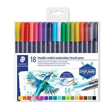 STAEDTLER 施德樓 水性雙頭軟毛書法筆 18色, 1個, 18色,全館商品滿500元出貨(不含運費), N/A