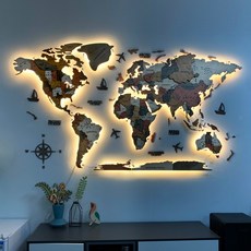 세계 지도 3d 배경 인테리어 국기 데코 나무 스몰사이즈150 펜던트 200개국 200개, 라이트헤더 원목, 특대