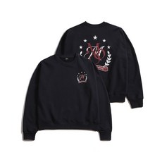 엠오오 오버핏 윌로우 로고 스웨트 셔츠 - 네이비