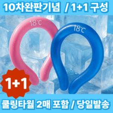휴렉스S 쿨스카프 넥쿨러 아이스 넥밴드 2개, 블루+핑크