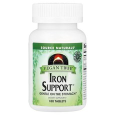 Source Naturals Vegan True® Iron Support™ 180정 Naturals (소스 내추럴스), 1개