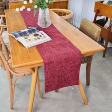 캐프마켓 린넨 감성 테이블러너 원형 사각 테이블보 식탁보, 02 레드, 2인용 30 x 160 cm