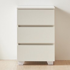 루체 핸드리스 서랍장 400(2단 3단)_화이트 오크화이트, 화이트, 3단