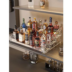 [감성 미니바 연출] 가정용와인셀러 와인저장고 계단식 진열대, 1개입 3단 체크 수납선반