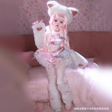 官方正版bjd女娃四分Fuka芙卡小貓少女環保樹脂甜美系禮物收藏 禮物 交換禮 全套bjd娃娃 bjd玩偶 娃衣 假, 1個, 4分 芙卡 套餐A