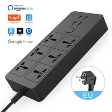AI 스마트 플러그 원격 제어 콘센트 WIFI 전원 Srip Universal 5V3.1A Alexa Googlehome Bluetooth 멀티 6AC 4USB 음성 영국/EU/U, 16A EU WIFI 1.8M, 유니버설 플러그