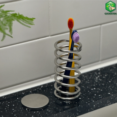 스테인리스 칫솔꽂이 욕실 주방 다용도 스텐 스프링 홀더+받침대, 80파이 8x12cm, 1개
