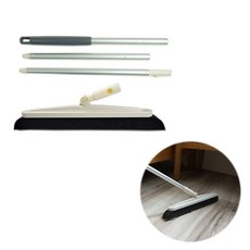 潔田屋 組合式靜電除塵泡棉掃把 180度旋轉頭 免揚塵寵物毛髮清潔掃把 全組含鋁桿, 1個, 白/黑