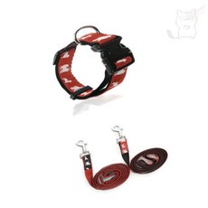 서무스토어 펫츠컴퍼니 칼라 형광 도그프린팅 목줄세트 15mm 색상랜덤 대형견리드줄