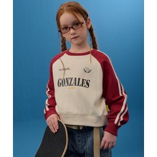 MARK GONZALES KIDS 곤잘레스 라글란 테이프 크롭 맨투맨-크림