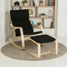 일루일루 실론 흔들의자+풋스툴 세트 5컬러 1인용쇼파 릴렉스체어 안락의자, BLACK (블랙), 1개