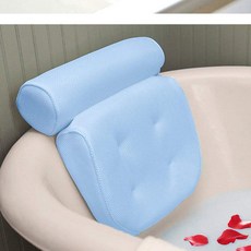 MXOH 浴缸枕頭 3D彈性Spa頭枕 防滑泡澡靠枕 靠背墊 洗澡按摩靠墊浴枕, 藍色, 1個