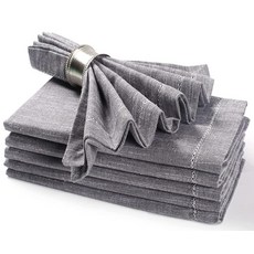 면 질감 천 디너 냅킨 6개 세트 (50.8 x 50.8cm(20 20인치) - 리넨) 100% 일상 사용 프리미엄 품질 오버 사이즈 연귀 코너 울트라 소프트 내구성 호텔 19, 차콜 그레이