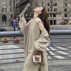 임산부 니트 세트 가을 겨울 중간 기장 루즈핏 스웨터 2종 세트 두꺼운 착용감 DJP