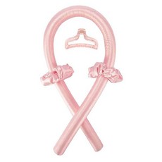 열 없이 사용하는 헤어밴드 실크 리본 컬링 로드 헤어 클립이 달린 헤어롤러 자연스럽고 부드러운 웨이브를 연출하는 DIY 스타일링 도구 (핑크), Pink, 핑크
