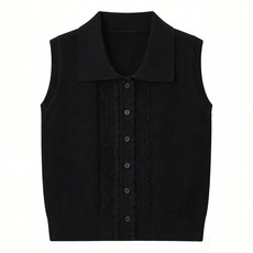 봄/여름용 폴로 칼라 니트 민소매 여성용 상의