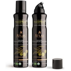 아틀라스 올리브 오일 스프레이 듀얼 기능 쿠킹 및 스트림 5.4 floz 2팩 엑스트라 버진 논스틱 콜드 프레스 폴리페놀 리치 유기농 모로코 EVOO 하이드록시티로솔 케토, 2_5.4 Ounce (Pack of
