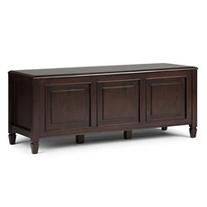 Simpli Home Connaught Solid Wood 51 inch Wide Traditional Storage Bench Trunk in Dark Chestnut Brow