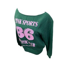 Victoria's Secret 핑크 아이비 플리스 오프 더 숄더/오픈 넥 스웨트셔츠 색상 그린 새 제품 초록색. 미디엄 128713