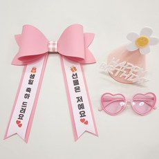 아기화환 체크 인간 미니 리본 레터링 문구, 문구 3, 1개, 핑크+미니