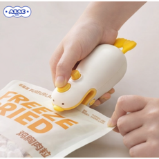 오리 휴대용 미니 비닐 밀봉 실링기 아삭스퀘어, 1개, 화이트