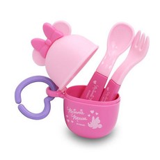 【JOKO JOKO】日本 Akachan 外出攜帶餐具組, 粉, 米妮, 1個