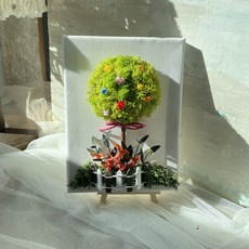 스칸디아모스 나무만들기(캔버스액자-이젤타입)-5세트 DIY 키트 공기정화식물 천연이끼, 1개