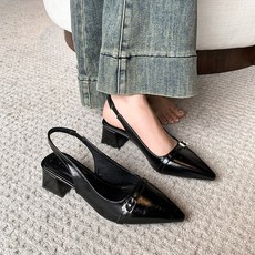style dr 여성용 메리제인 슬링백 여성 미들굽 구두 펌프스 힐 5cm