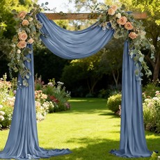 Loopiske Dusty 블루 Wedding Glitter Arch Draping Fabric 29" x 6.5 Yards 3 Panels Sheer Backdrop Curt