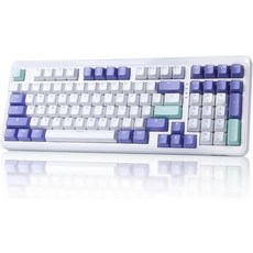 REU EK98pro 무선 기계식 키보드 개스킷 핫 스왑 가능 맞춤 구조 크리미한 프리루브 리니어 스위치 PBT BT5.02.4GHzUSB-C WinMac용 RGB 백라이트 게이밍, Cloudy Aqua