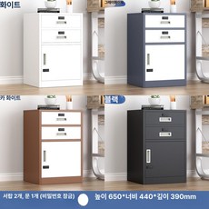 사무실 잠금 캐비닛 다용도 수납함 이동식 철제 사이드, 65cm 2단 1문 비밀번호 잠금 프리미엄형