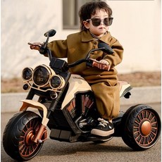 전기 오토바이 삼륜차 남녀용 배터리 자동차 장난감 자동차 조종하는, 레드골드(2~3시간)