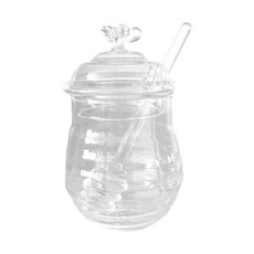 GHSHOP 디퍼와 뚜껑이있는 꿀 항아리 꿀 디스펜서 가볍고 청소하기 쉽고 맑은 꿀과 시럽 유리 꿀 냄비를위한 꿀 꿀, 280ml, 분명한