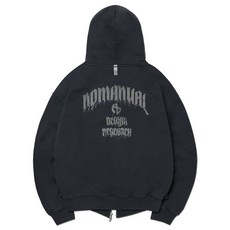[노매뉴얼] OVERDYED LAYER HOODED ZIP-UP - WASHED BLACK