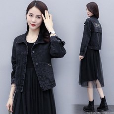 라오농 봄가을 데님 숏 코트 여 루즈핏 자수 자켓 순색 상의+YHH01X