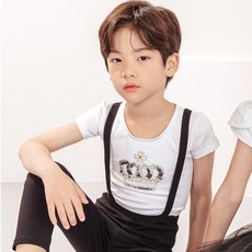 [국내제작] ATB-6702 왕관티셔츠-화이트 발레복 아떼르발레