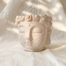 부처님 화분 부처팟 부처 머리 화분, 1개, 오트밀
